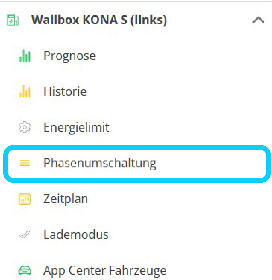 tree chip menu phase switching