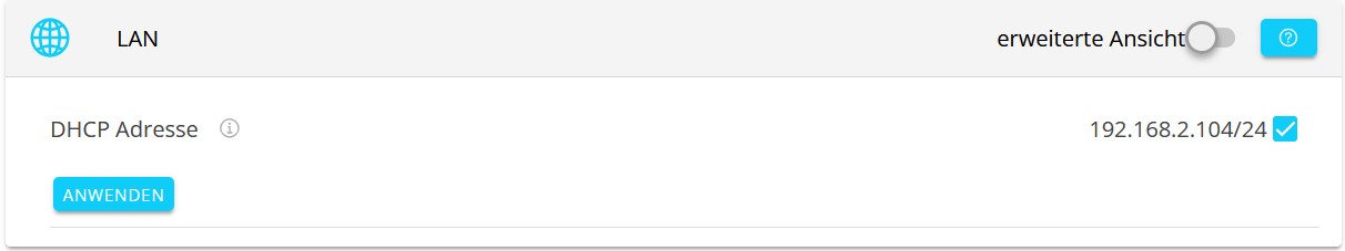 FEMS-Netzwerkkonfiguration — Standardeinstellungen