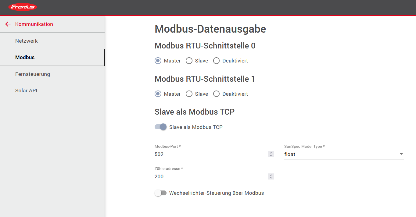 Fronius Modbus Overview