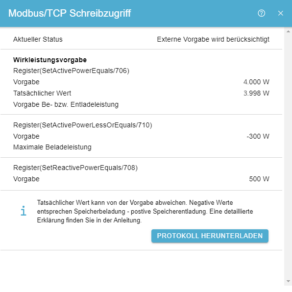 Modbus Schreibzugriff Beispiel 6