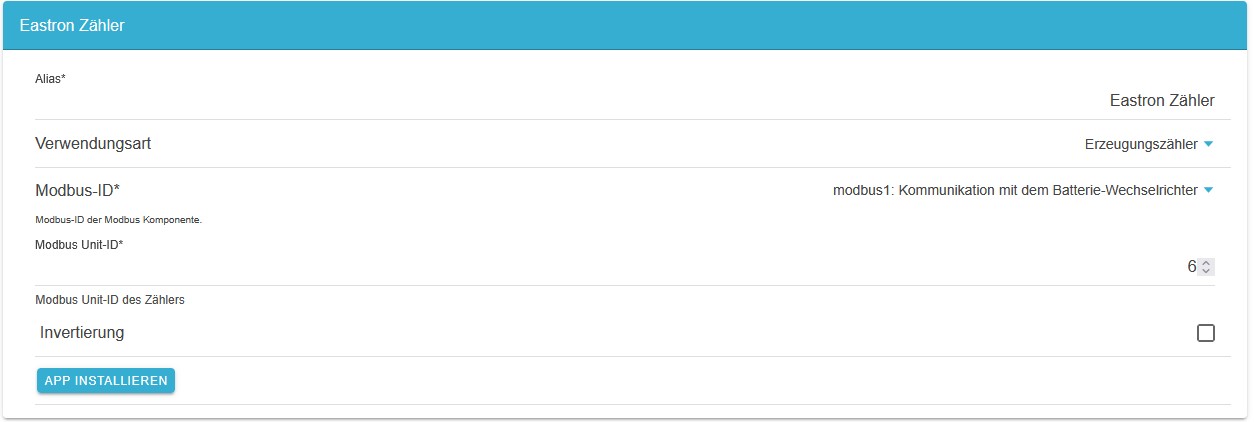 Konfigurationsoberfläche — Einbindung über Modbus/TCP