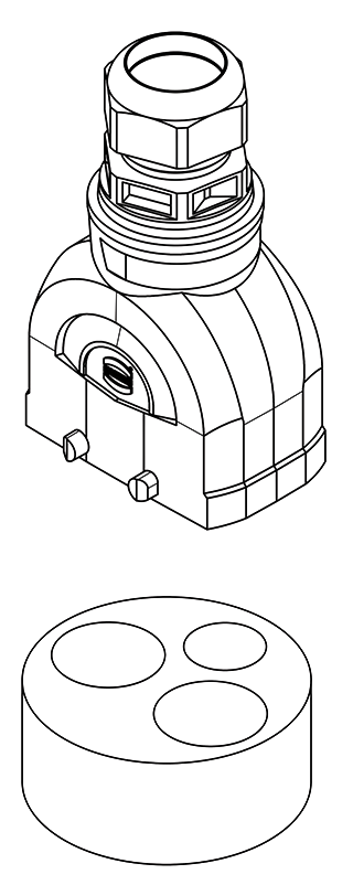 harting housing with gland and seal