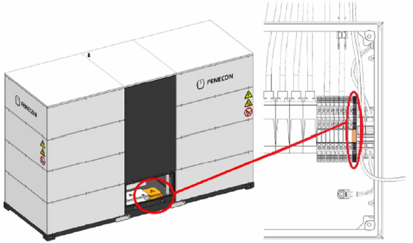 Anschluss der optionalen Brandmeldeanlage an den Industrial L