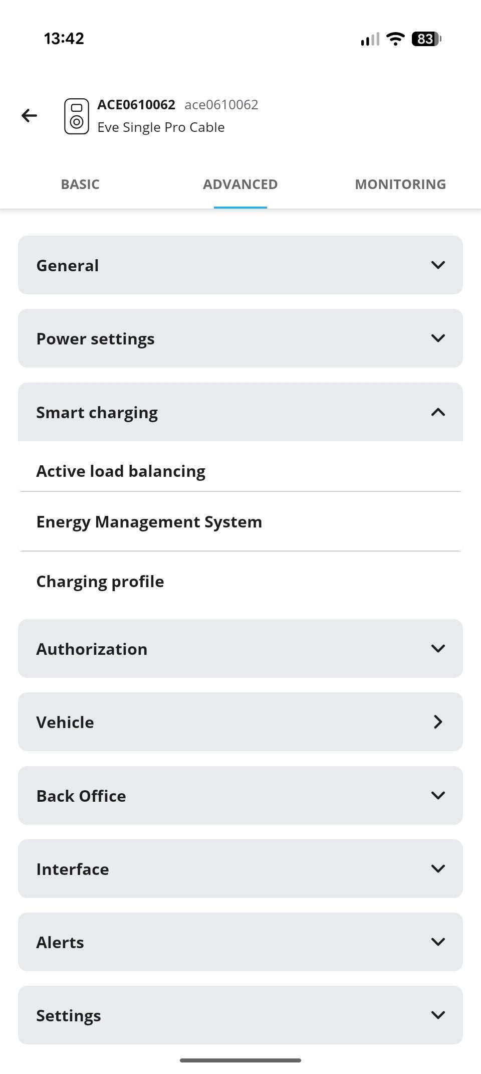 Alfen MyEve settings 1