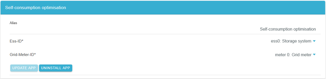 self consumption optimization configuration