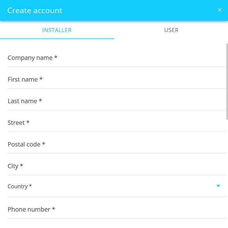 Installateurszugang,  erstellen
