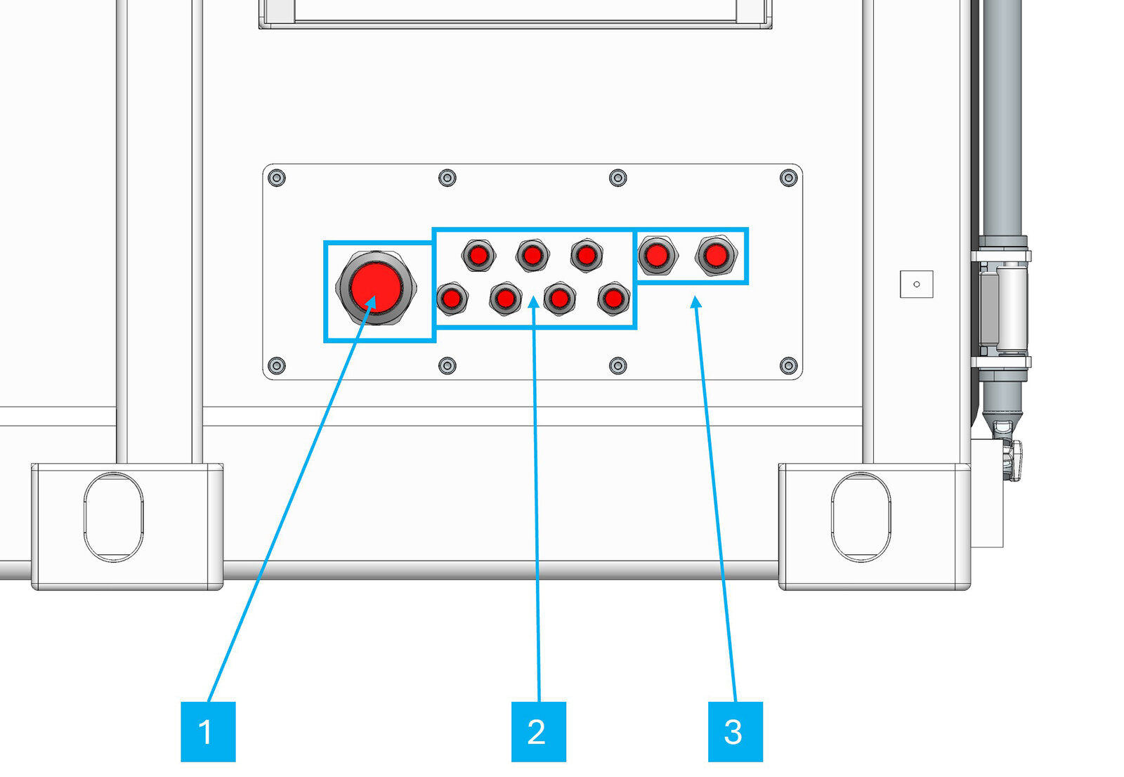 aux supply and comm glands numbered