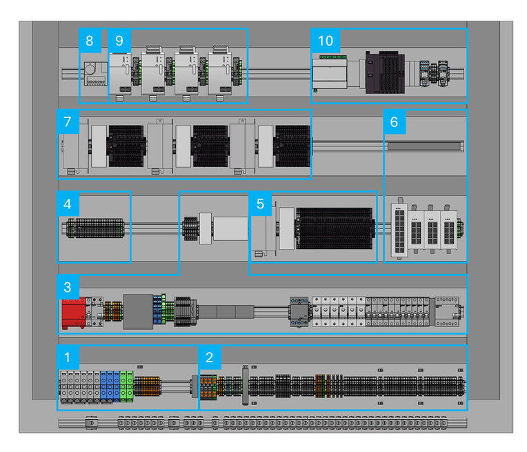 control cabinet interior numbered