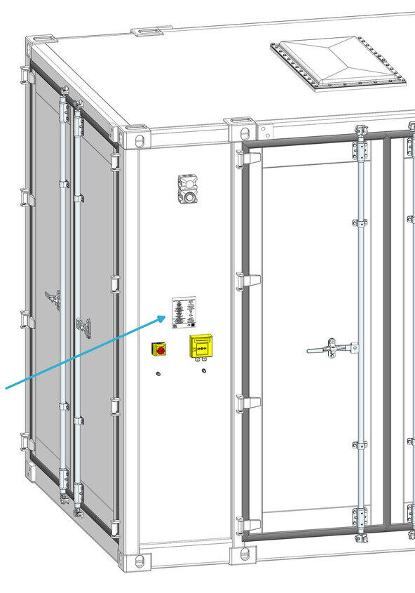 type label position with extinguisher