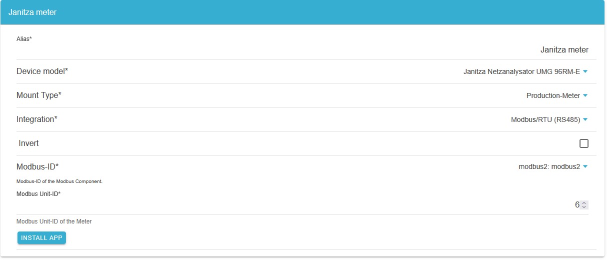 Konfigurationsoberfläche — Einbindung RS485