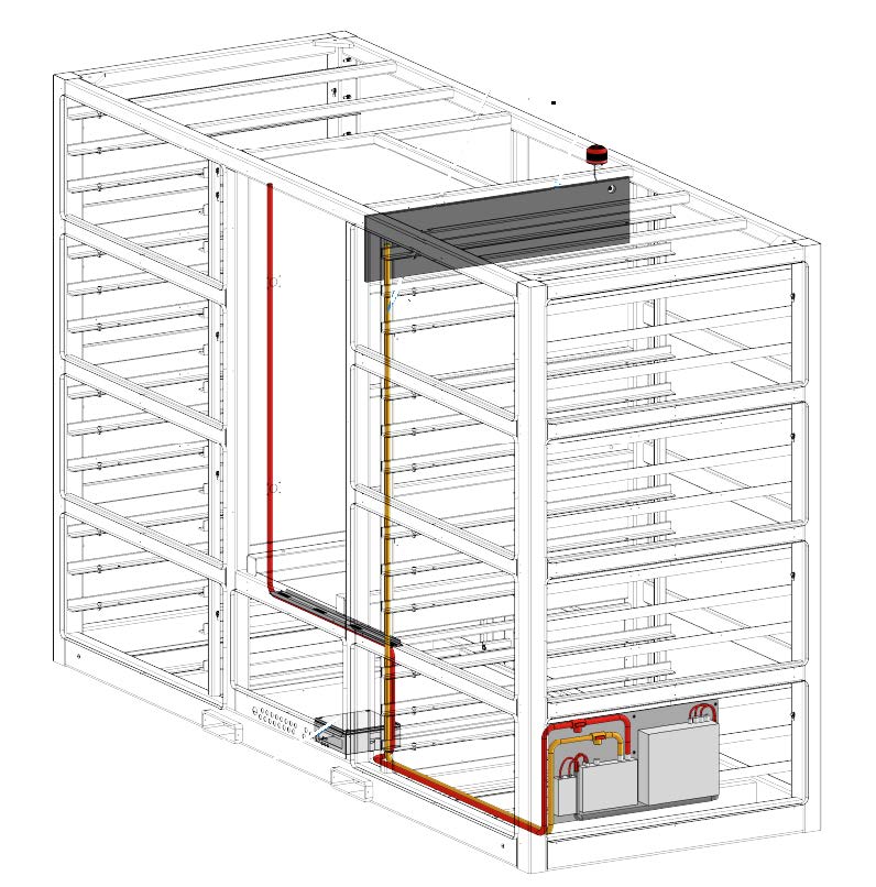 Location of the fire detection system in the electrical energy storage system